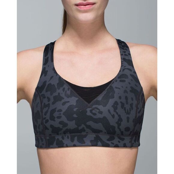 Lululemon In A Flash Sports Bra I Animal Swirl Deep Coal Light / Black Size 2 - Picture 2 of 9